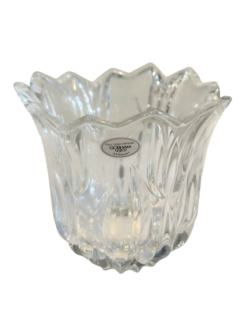 Gorham Lead Crystal Tulip-Shaped Votive Candle Holder 3.5" x 4" Made In Germany